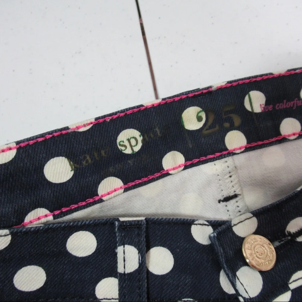 Kate Spade Broome Street Polka Dot Denim Jeans Size 25